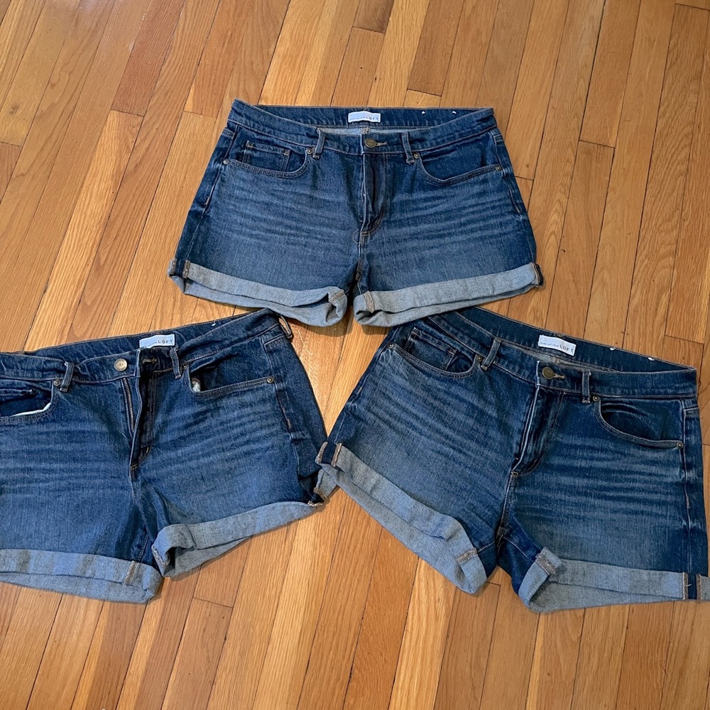Set of 3 Loft rolled cuff Jean shorts